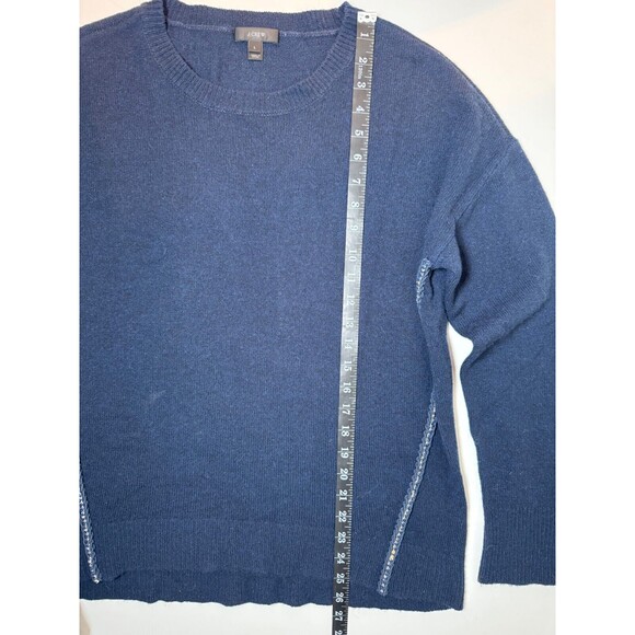J.Crew 100% Wool Sweater Women’s Large Blue Rhinestone Embellished Preppy - Picture 6 of 12
